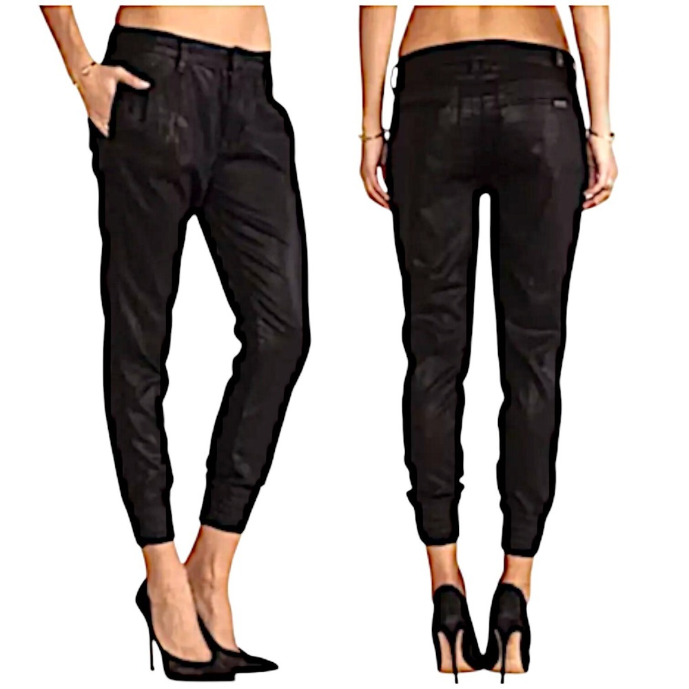 7 For All Mankind Black Jogger Track Pants with Elastic Waistband